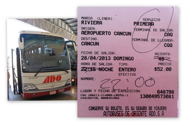 Bilhete ônibus ADO | Aeroporto de Cancun